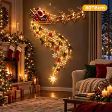 modelo treno do papai noel de luz de parede natalina