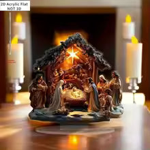 presépio de acrílico estrebaria à luz de velas