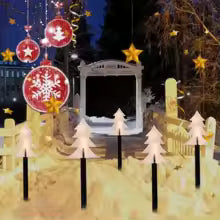 kit 5 estacas solares de natal modelo árvore de natal
