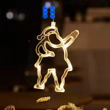 enfeite de janela de natal papai noel com led