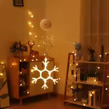 enfeite de janela led floco de neve