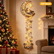 modelo lua com presepio de decoracao de parede de natal iluminada