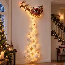 luz de parede de natal modelo trenó do papai noel