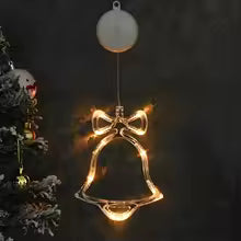 enfeite de natal iluminado com ventosa formato sino