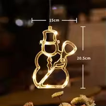 enfeite de janela de natal boneco de neve com led