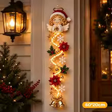 faixa de porta de natal iluminada anjinho