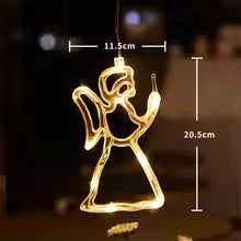 enfeite de janela de natal anjo com led