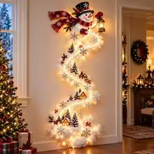 luminária de parede de natal com boneco de neve