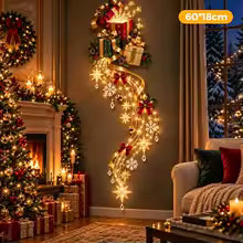 modelo presentes de decoracao de parede de natal iluminada