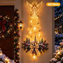 modelo anjo de luz de parede de natal na entrada