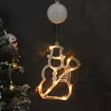 enfeite de natal iluminado com ventosa formato boneco de neve