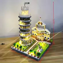 torre de pisa de blocos de montar com led