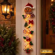 faixa de porta de natal iluminada biscoito de gengibre