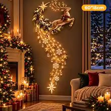 modelo rena de decoracao de parede de natal iluminada
