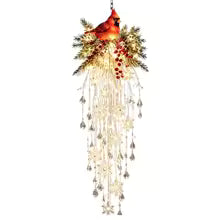 cascata de luz de natal modelo cardeal vermelho