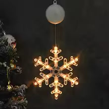 enfeite de natal iluminado com ventosa formato floco de neve