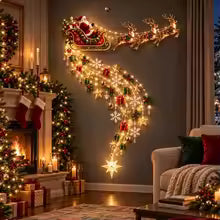 luz de parede de natal modelo trenó do papai noel