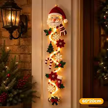faixa de porta de natal iluminada papai noel