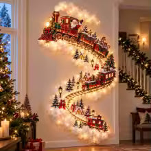 luz de parede de natal modelo trem com cascata de luzes