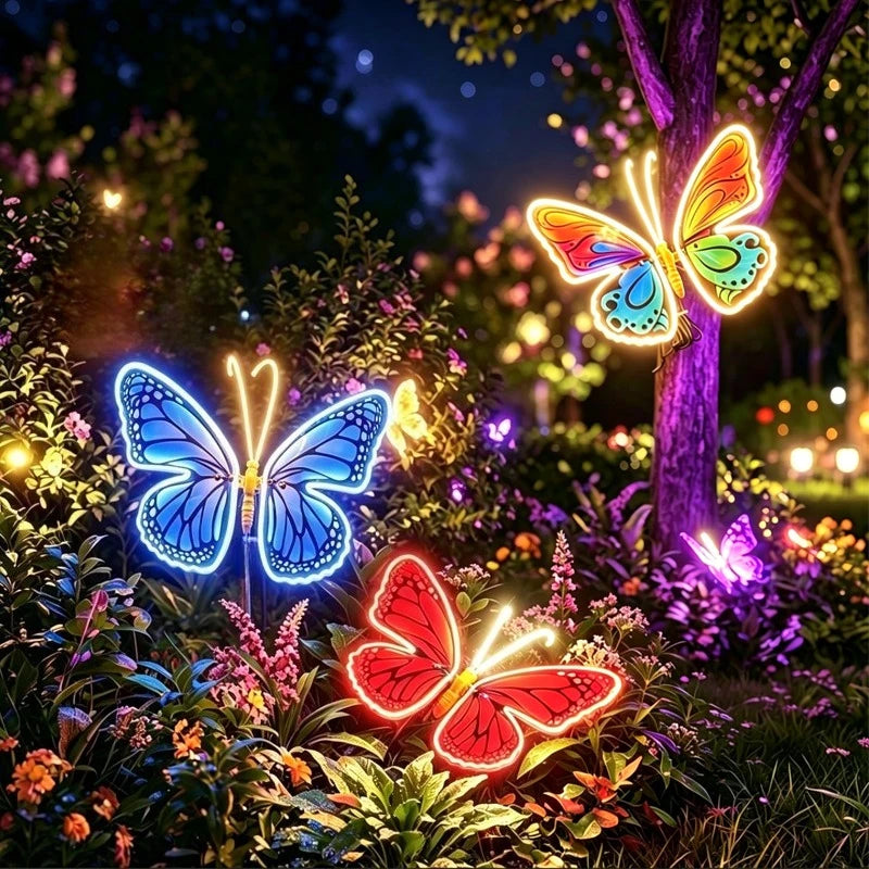 Borboleta LED de Jardim com Asas em Movimento