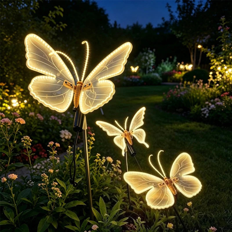 Borboleta Luminosa de LED para Jardim com Asas que se Movem