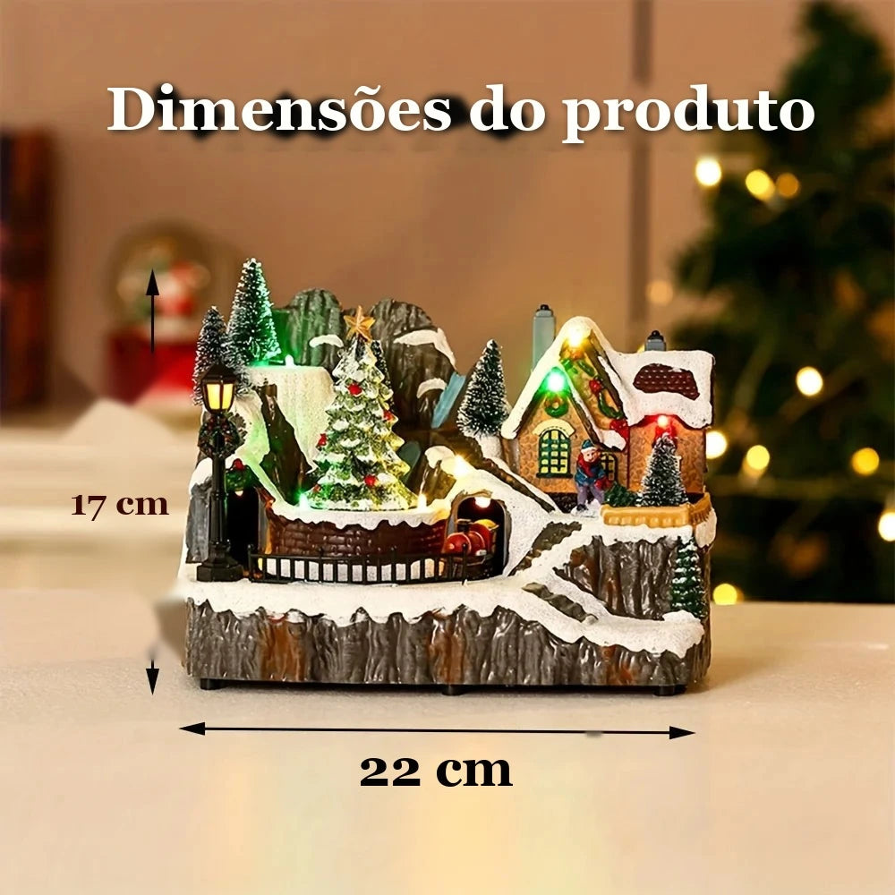 medidas da vila de natal animada com 22 x 17 cm