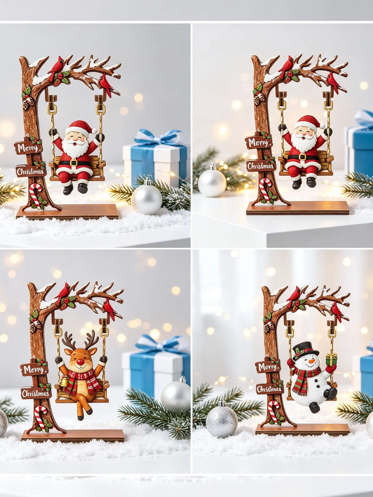modelos de enfeite de natal de madeira com balanço