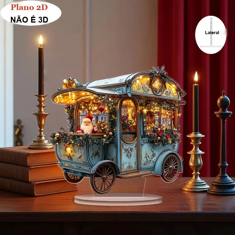 Enfeite de Mesa em Acrílico Carruagem do Papai Noel