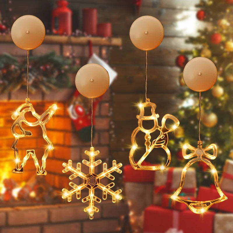 Enfeite de Natal Iluminado com Ventosa para Janela