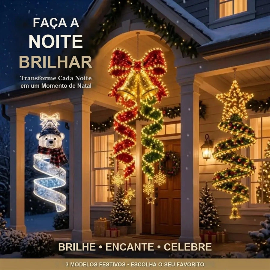 Enfeite de Natal Suspenso em Espiral com LED