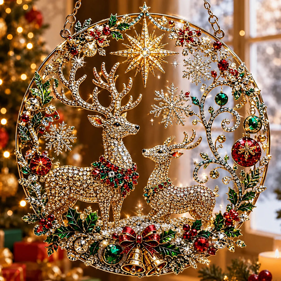 Enfeite Redondo de Acrílico para Pendurar com Cenas de Natal