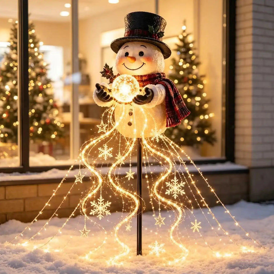 Estaca de Jardim Boneco de Neve com Cascata de Luz