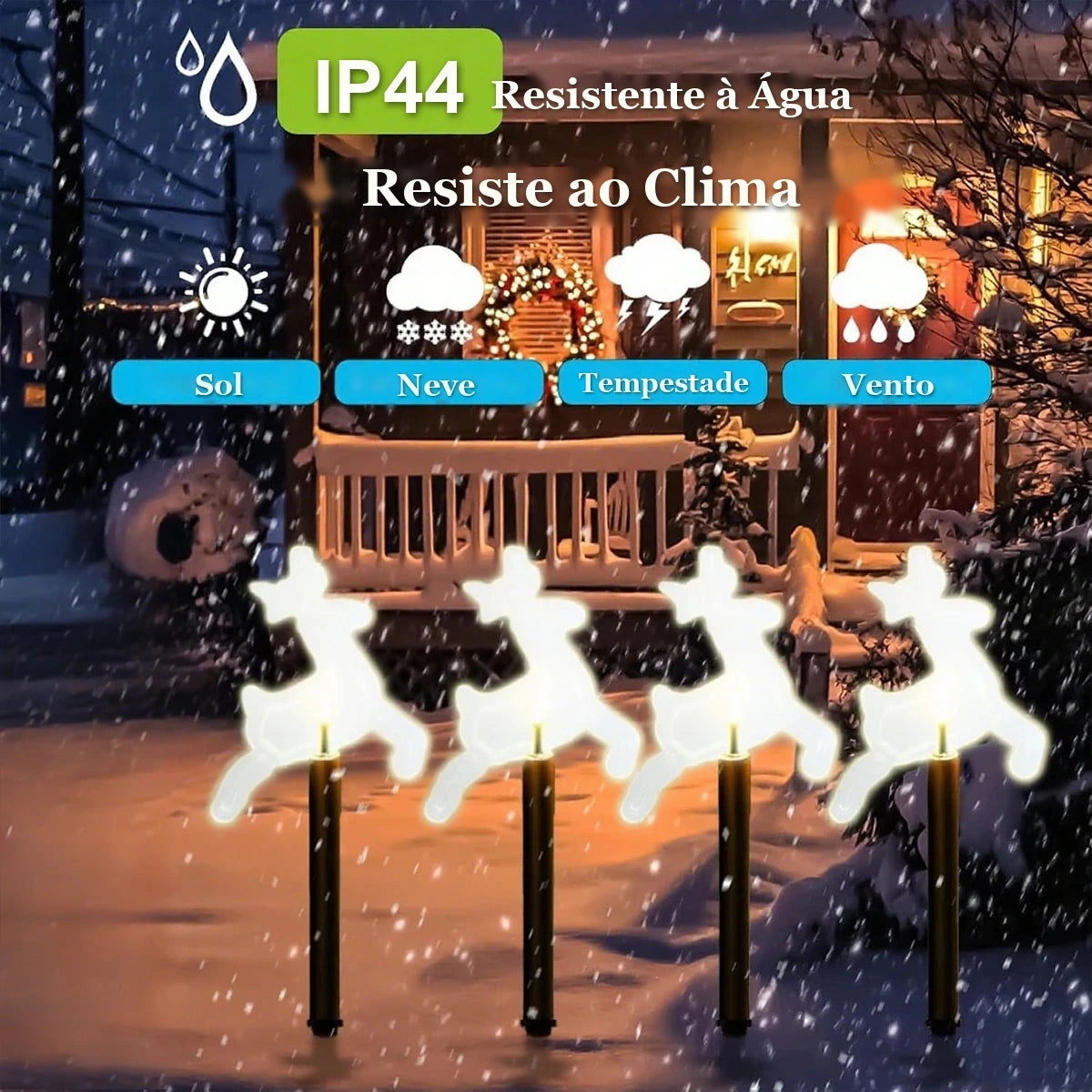 estaca solar de natal rena com protecao ip44 contra chuva e neve
