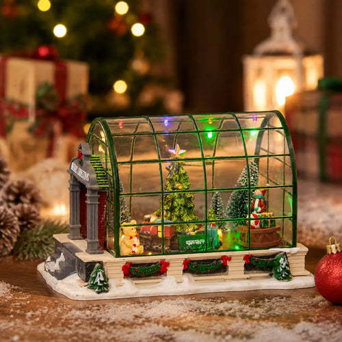 Estufa Iluminada para Vila de Natal com Música e LED Colorido