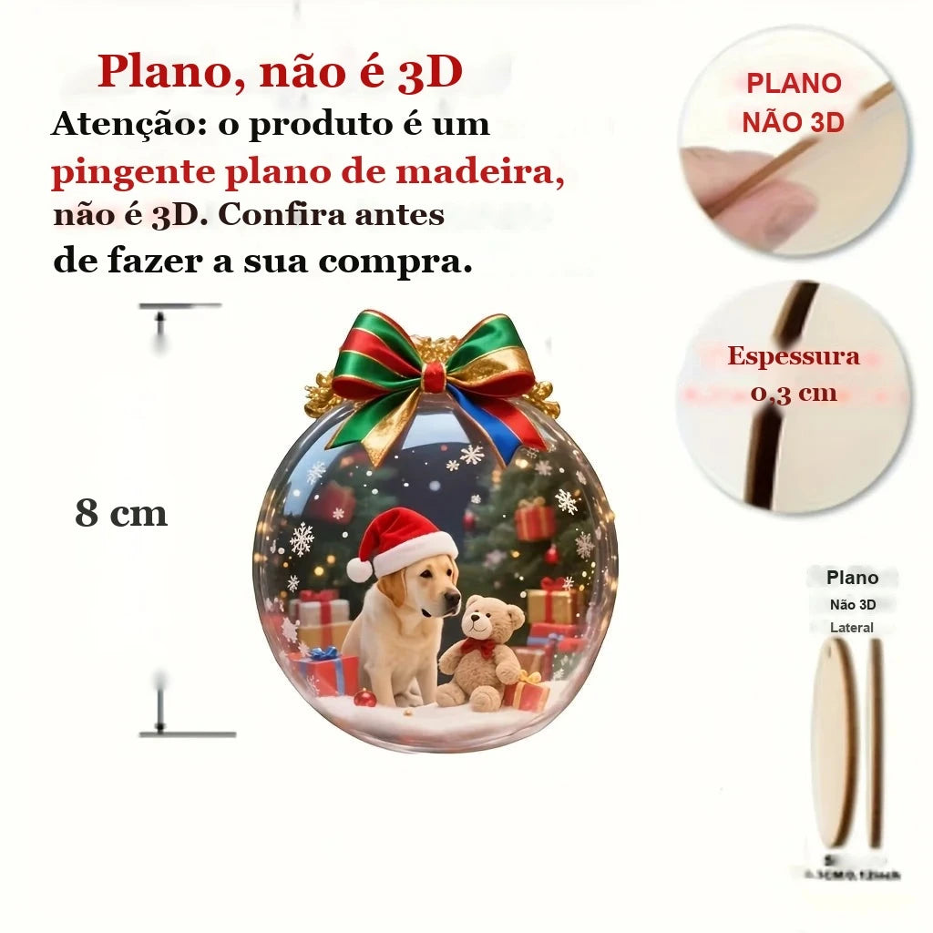 medidas do enfeite de natal cachorrinho de madeira com 8 cm