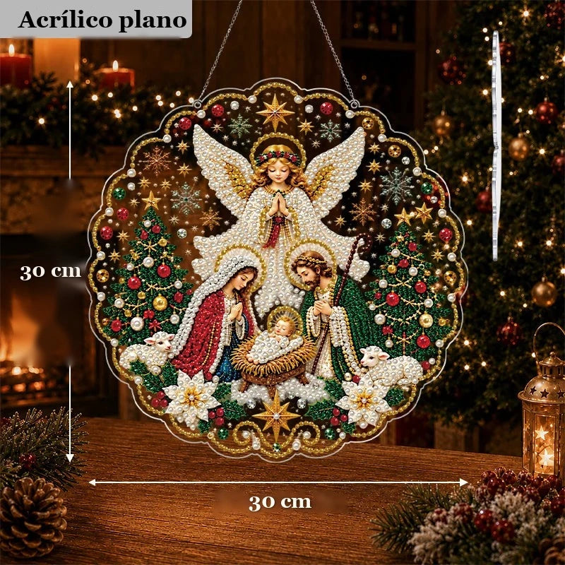 medidas do enfeite de pintura com diamantes presépio 30 cm