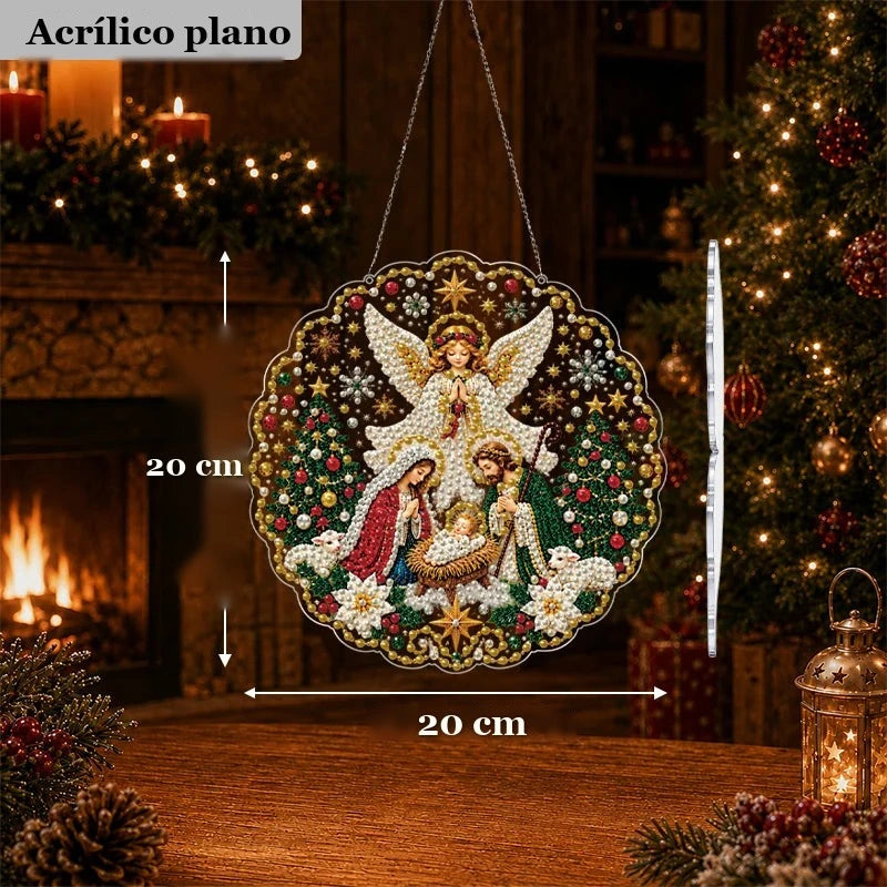 medidas do enfeite de pintura com diamantes presépio 20 cm