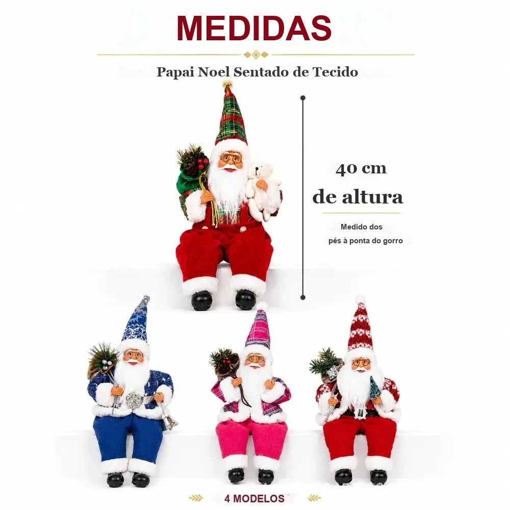 medidas do papai noel sentado de tecido com 40 cm