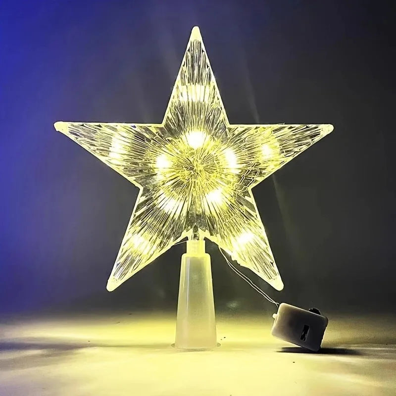 estrela de natal com led em acrilico transparente luz branco quente
