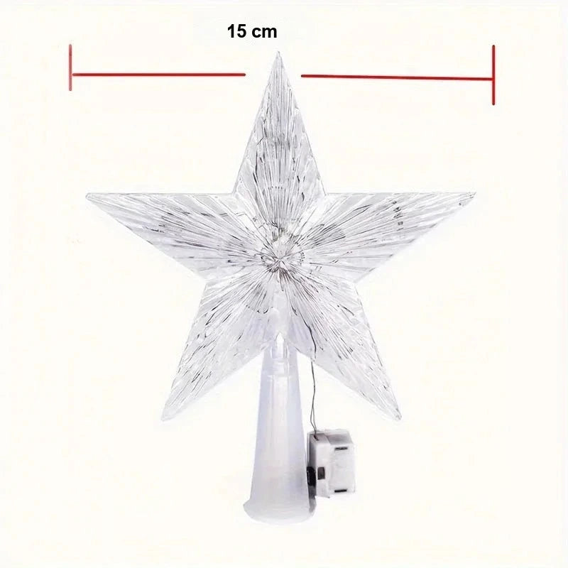 medida da ponteira de arvore de natal estrela com 15 cm