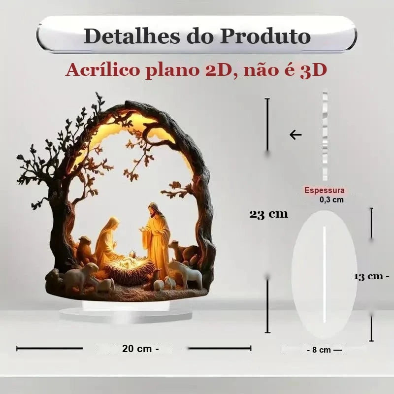 detalhes do presépio de acrílico plano com arco de árvore