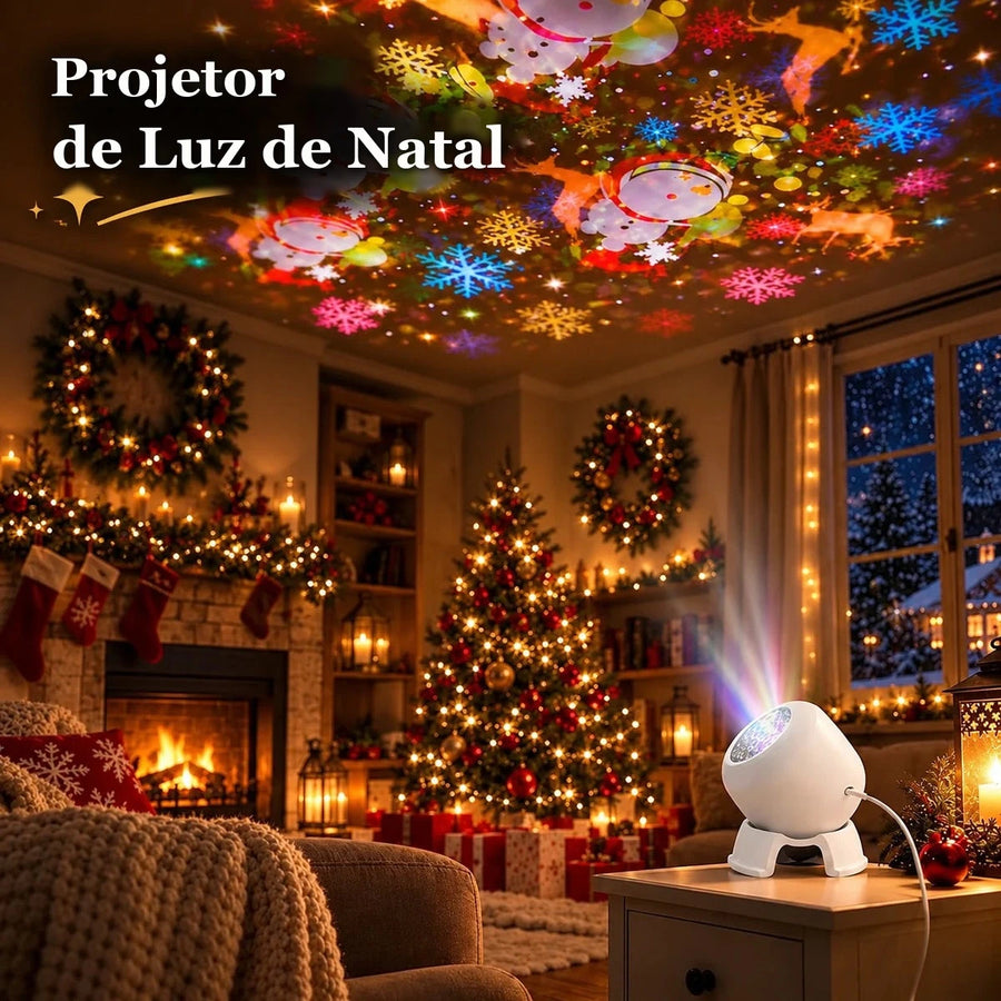 Projetor de Luz de Natal USB Giratório 360°
